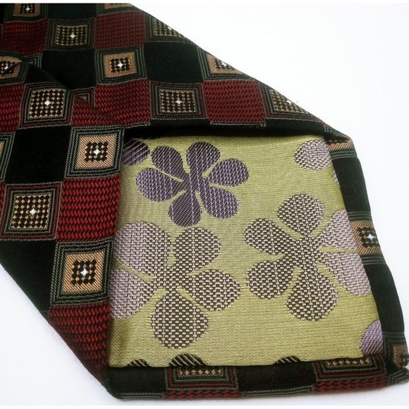 Men's Tie Roberto Villini Couture Multi-Color Geometric Diamond Print 100% Silk - Picture 9 of 12